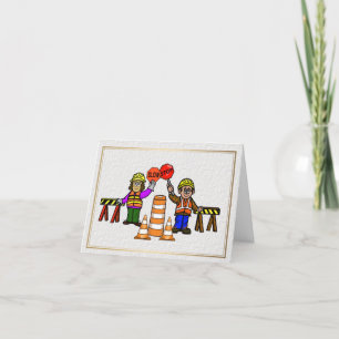 Man Woman Road Workers Romantic Greeting Card      Karte