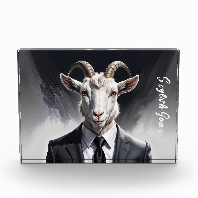 Man Ziege Anwalt Fantasie Biest tiergraue Kunst Fotoblock (Vorderseite)