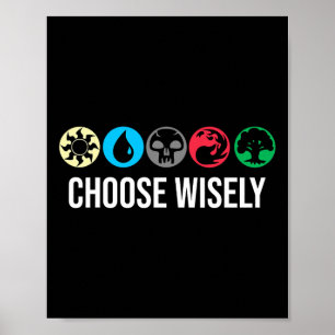 Mana-Symbole sammeln Magie - Wähle weise Blau Poster