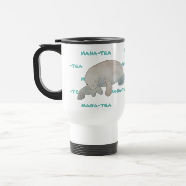 Mana-tea Funny Pun Manatee Reisebecher (Links)