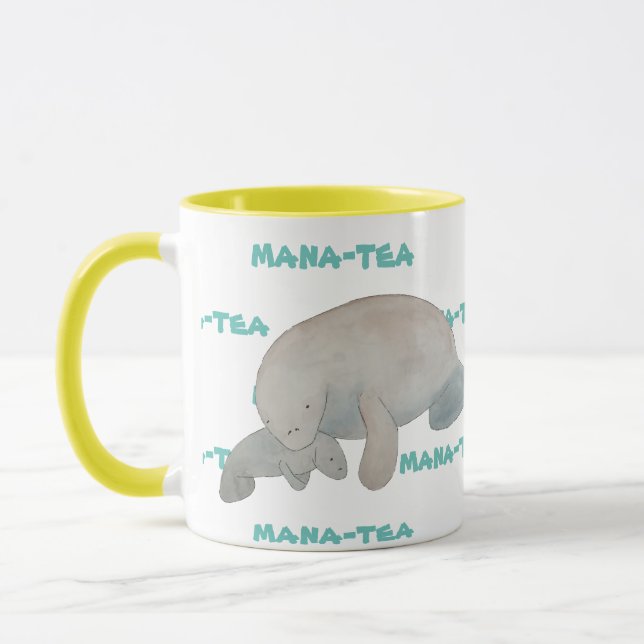 Mana-tea Funny Pun Manatee Tasse (Links)