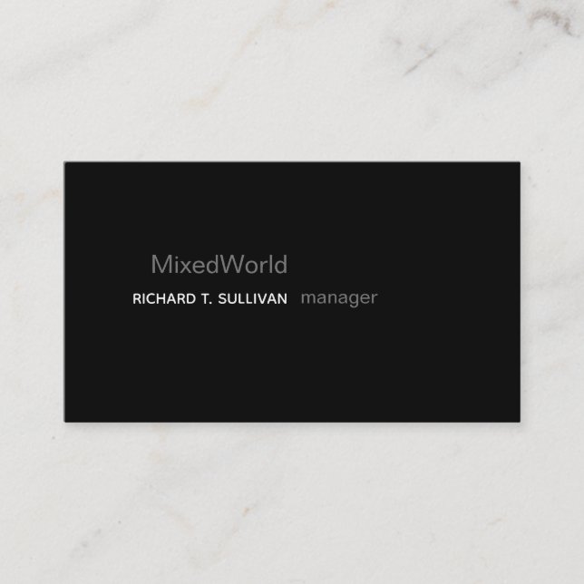 Manager elegant und modern schwarz visitenkarte (Vorderseite)