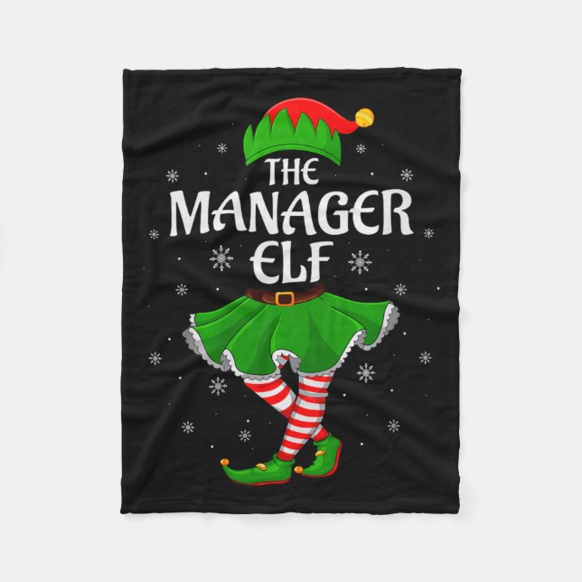 Manager Elf Christmas Family Girls Women Elf Squad Fleecedecke (Vorderseite)