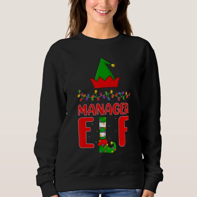 Manager Elf Matching Family Lighting Weihnachten Sweatshirt (Vorderseite)