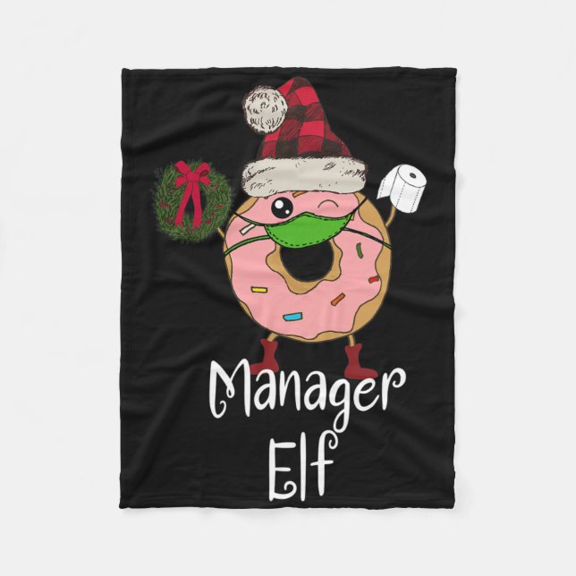 Manager-Elf-Quarantäne-Weihnachten-Lustiger-Donut- Fleecedecke (Vorderseite)