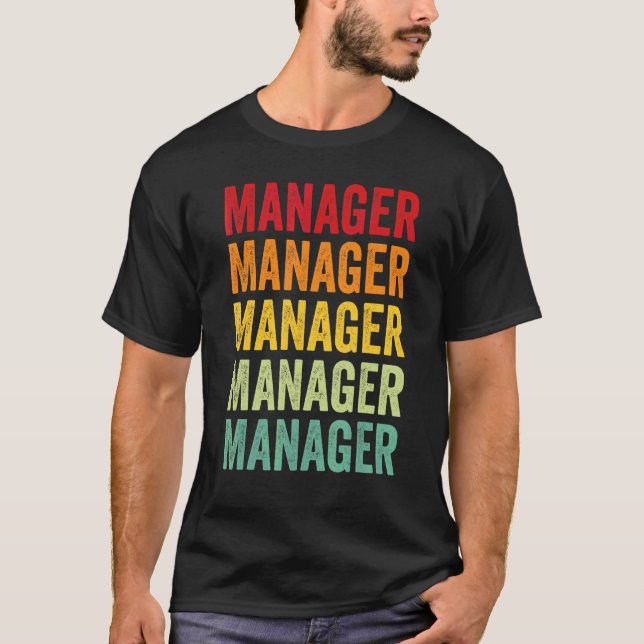 Manager Regenbogen Text  Manager Farbige T-Shirt (Vorderseite)