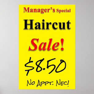 Manager Special Haircut Sale Beauty Salon Poster