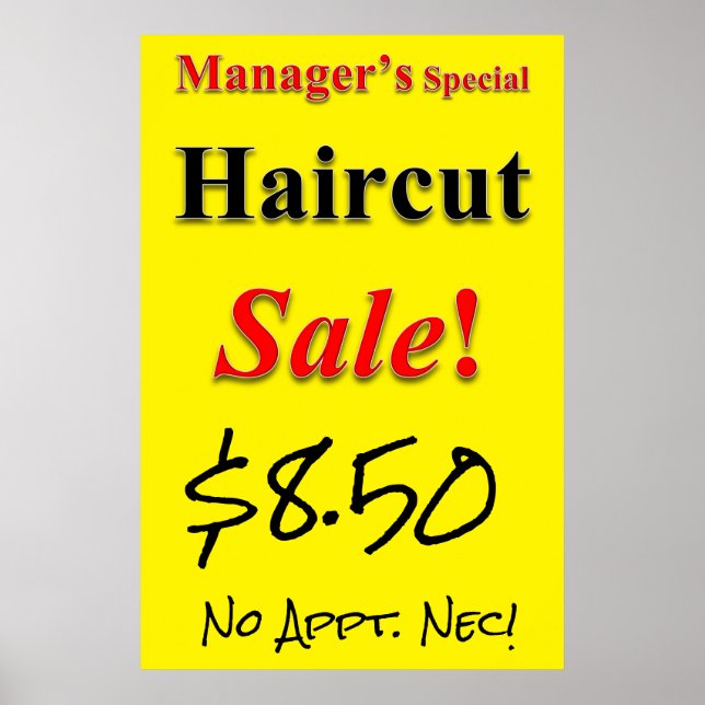 Manager Special Haircut Sale Beauty Salon Poster (Vorne)