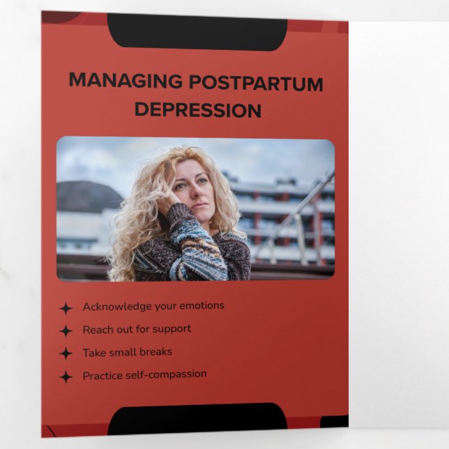 Managing Postpartum Depression Awareness Design Dreifach Gefaltete Karte (Innen Erste Seite)