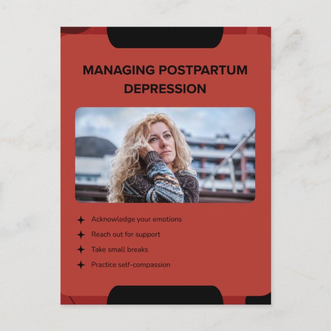 Managing Postpartum Depression Awareness Design Postkarte (Vorderseite)