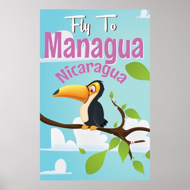 Managua, Nicaragua, ein altes Reiseplakat Poster (Vorne)