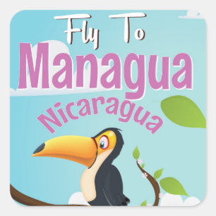 Managua, Nicaragua Vintage-Reiseplakat Quadratischer Aufkleber