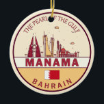 Manama Bahrain City Skyline Emblem Keramik Ornament<br><div class="desc">Manama minimalistisches,  farbenfrohes Kunstdesign mit Denkmälern und Sehenswürdigkeiten der Stadt in Bahrain.</div>