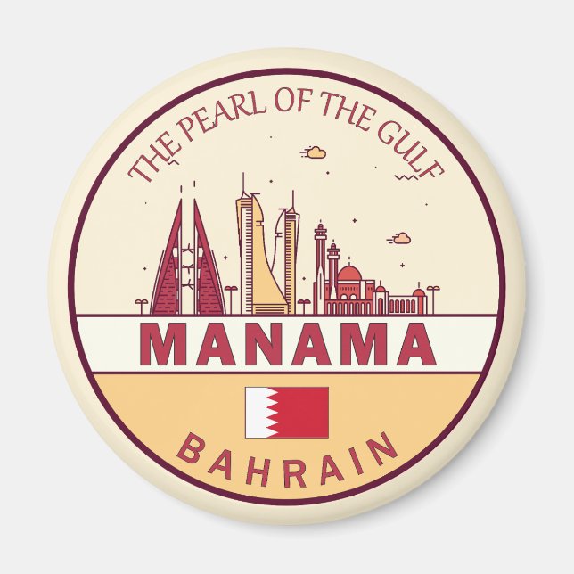 Manama Bahrain City Skyline Emblem Magnet (Vorne)