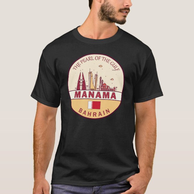Manama Bahrain City Skyline Emblem T-Shirt (Vorderseite)