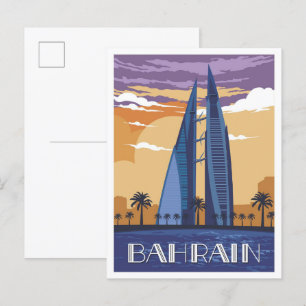 Manama Bahrain Kunst Vintage Reise Illustration Postkarte