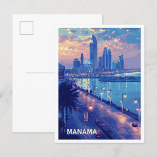 Manama Bahrain Kunst Vintage Reise Illustration Postkarte