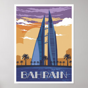 Manama Bahrain Kunst Vintage Reiseillustration Poster