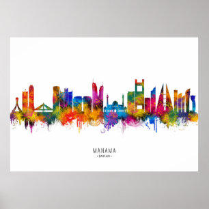 Manama Bahrain Skyline Poster