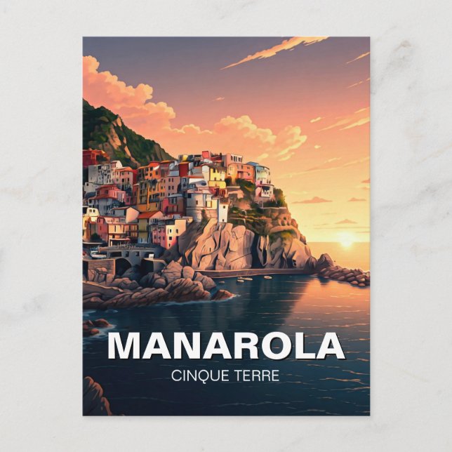 Manarola, Cinqua Terra Aquarell Postkarte (Vorderseite)
