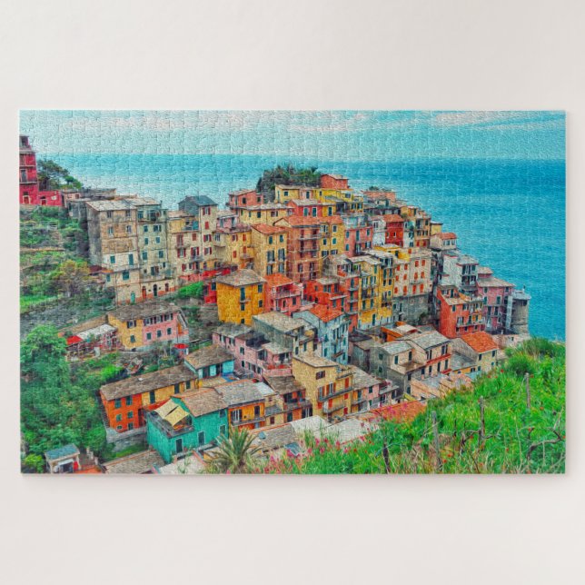Manarola Cinque Terre Italien Küstenbemalung Puzzle (Horizontal)