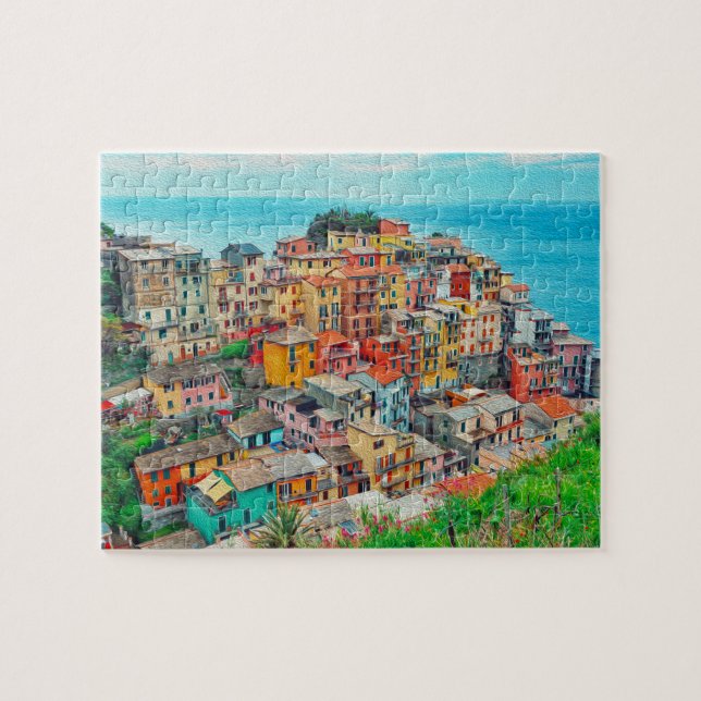 Manarola Cinque Terre Italien Küstenbemalung Puzzle (Horizontal)