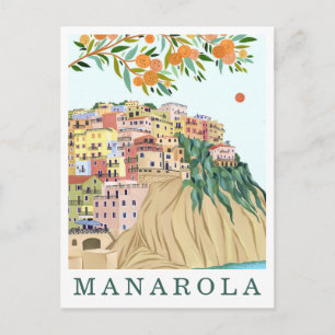 Manarola Cinque Terre Italien Reise Illustration Postkarte