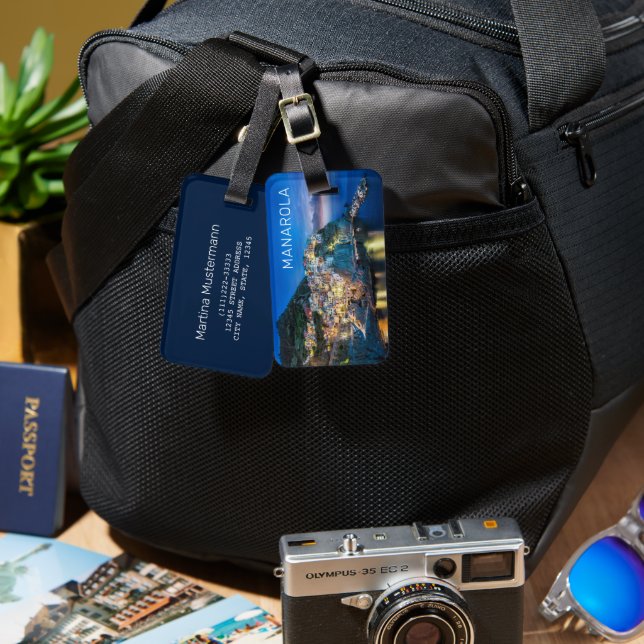 Manarola Cinque Terre La Spezia Italien Panorama Gepäckanhänger (Vorderseite & Rückseite)