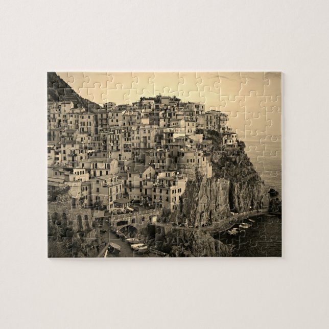 Manarola in Sepia Tones - Italien - 8x10 - 110 Stk Puzzle (Horizontal)