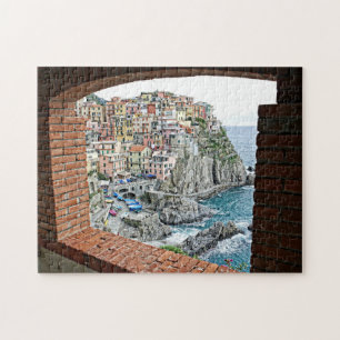 Manarola, Italien - Fensteransicht - 11x14 - 252 S Puzzle