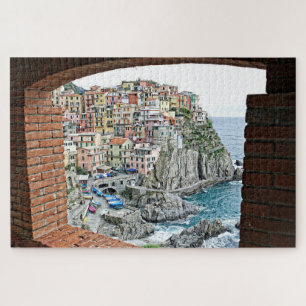 Manarola, Italien - Fensteransicht - 20x30 -1014 S Puzzle