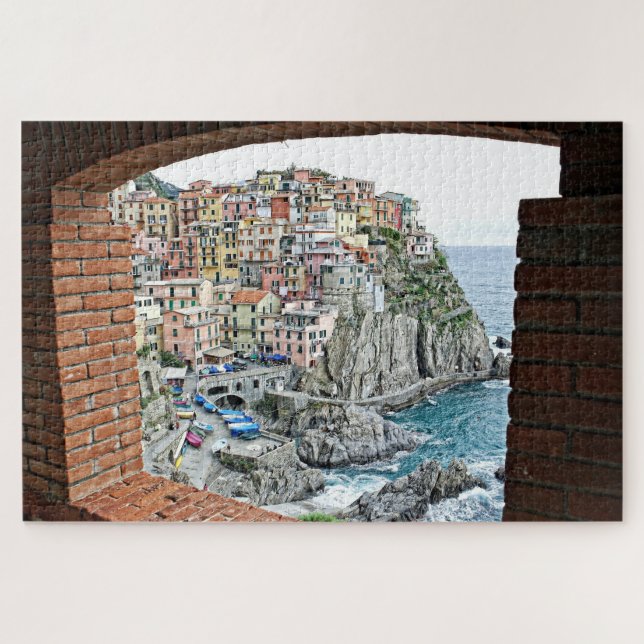 Manarola, Italien - Fensteransicht - 20x30 -1014 S Puzzle (Horizontal)
