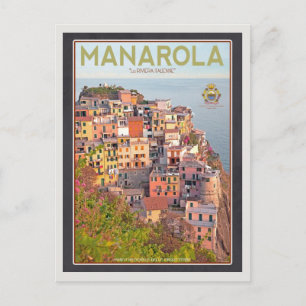 Manarola Vineyard Sunset - The Black Postkarte