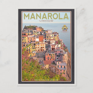Manarola Weinberg Sonnenuntergang (schwarz) Postkarte