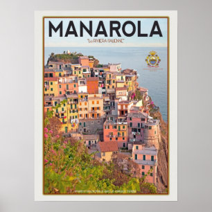 Manarola Weinberghafen - auf weiß Poster