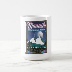 Manaslu Himalaya Nepal Reiseplakat Karte Kaffeetasse