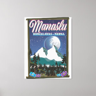Manaslu Himalayas Nepal Reiseplakatkarte Leinwanddruck