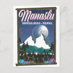 Manaslu Himalayas Nepal Reiseplakatkarte Postkarte