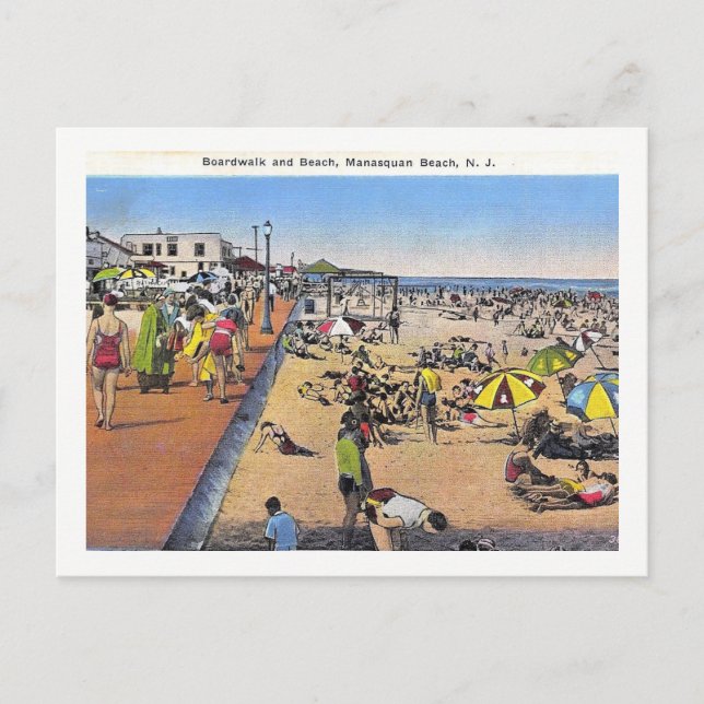 Manasquan, New Jersey, Boardwalk, Vintag Postkarte (Vorderseite)