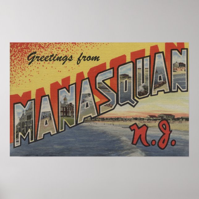 Manasquan, New Jersey - Große Buchstabenszenen Poster (Vorne)