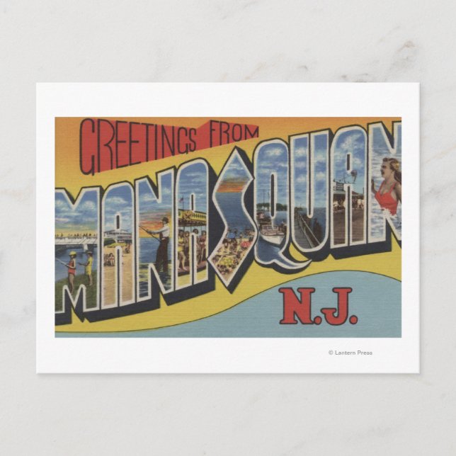 Manasquan, New Jersey - Große Buchstabenszenen Postkarte (Vorderseite)