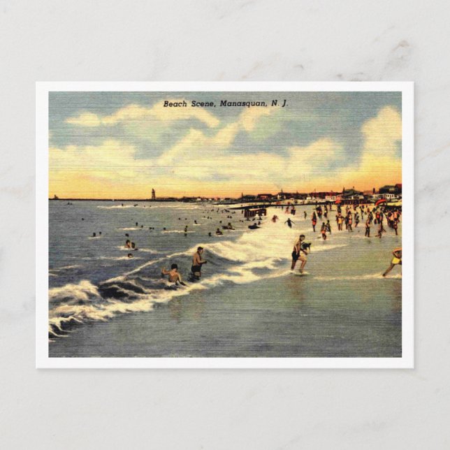 Manasquan NJ, Beach Scene 1954 Postkarte (Vorderseite)
