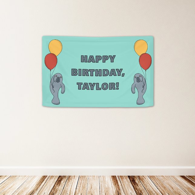 Manatee and Balloons Custom Birthday Party Banner (Von Creator hochgeladen)