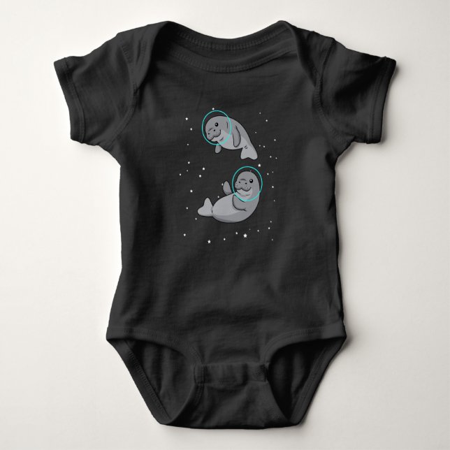 Manatee Astronaut gibt Frauen Weltraummanatee Baby Strampler (Vorderseite)