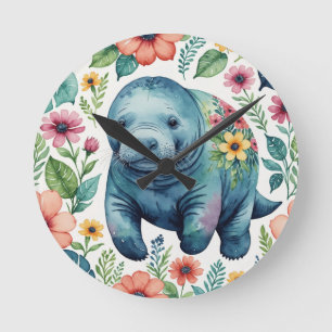 Manatee Baby Shirt Runde Wanduhr