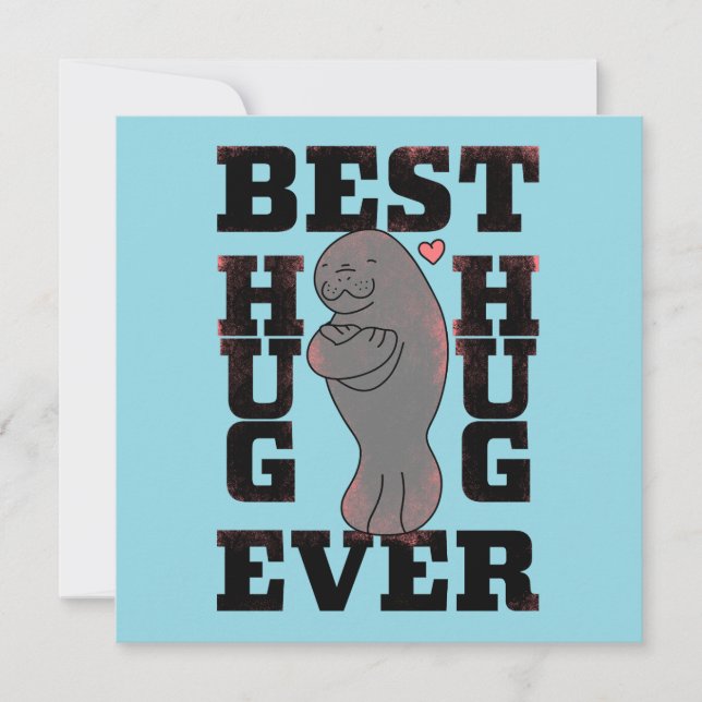 Manatee - Best Hug Ever - Hug - ASL Design Dankeskarte (Vorderseite)