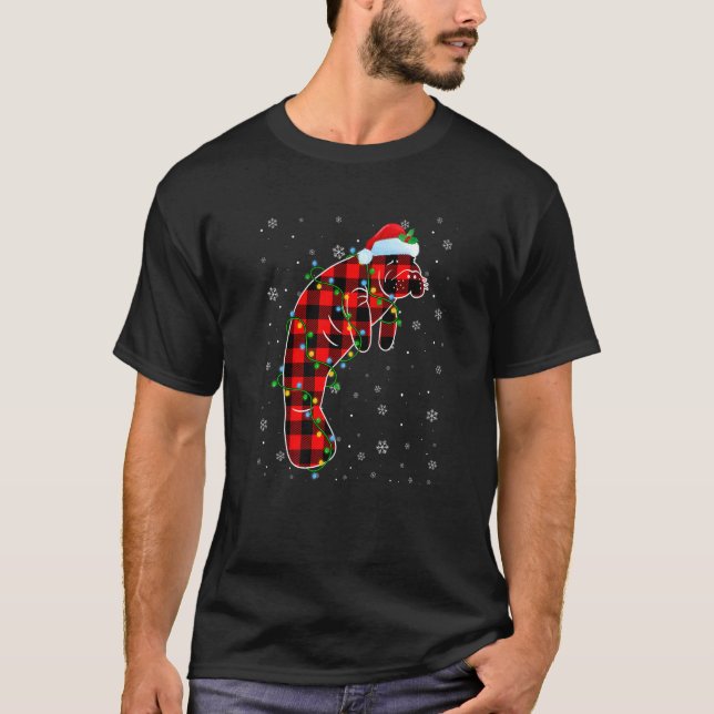 Manatee Christmas Weihnachtsmannmütze Niedlicher T T-Shirt (Vorderseite)