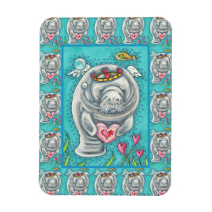 MANATEE CUPID, BUBBLES & HEARS FARBENFARBIGE VALEN MAGNET