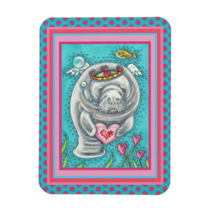 MANATEE CUPID, BUBBLES & HEARS FARBENFARBIGE VALEN MAGNET