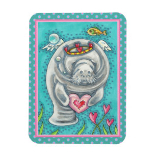 MANATEE CUPID, BUBBLES & HEARS FARBENFARBIGE VALEN MAGNET